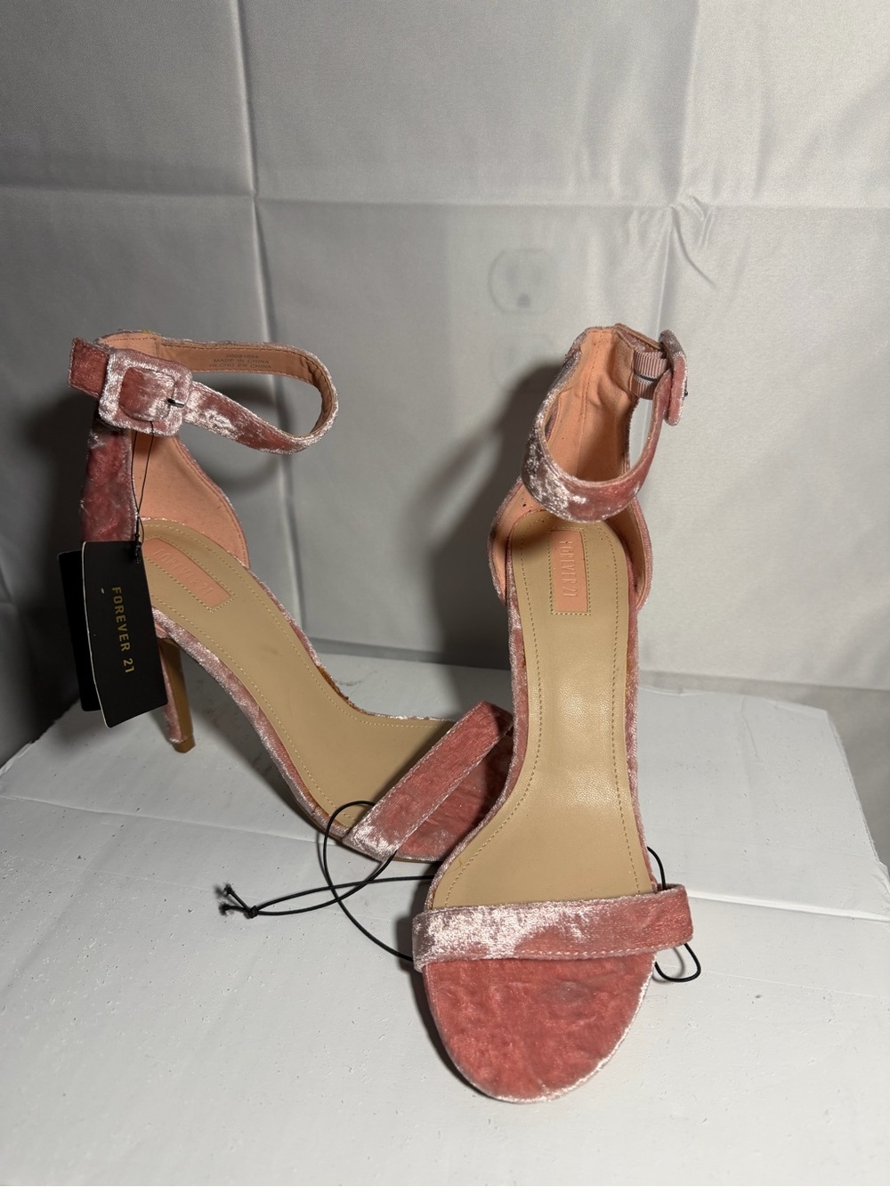 Forever 21 Velvet Ankle-Strap Heels in Pink NWT